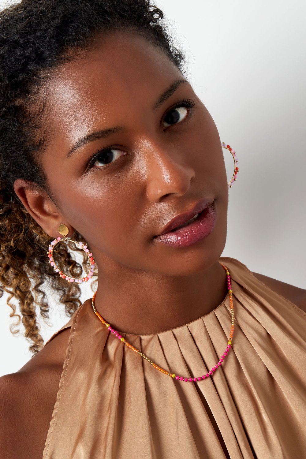 Collana con perline party - arancione/Colore oro h5Immagine4